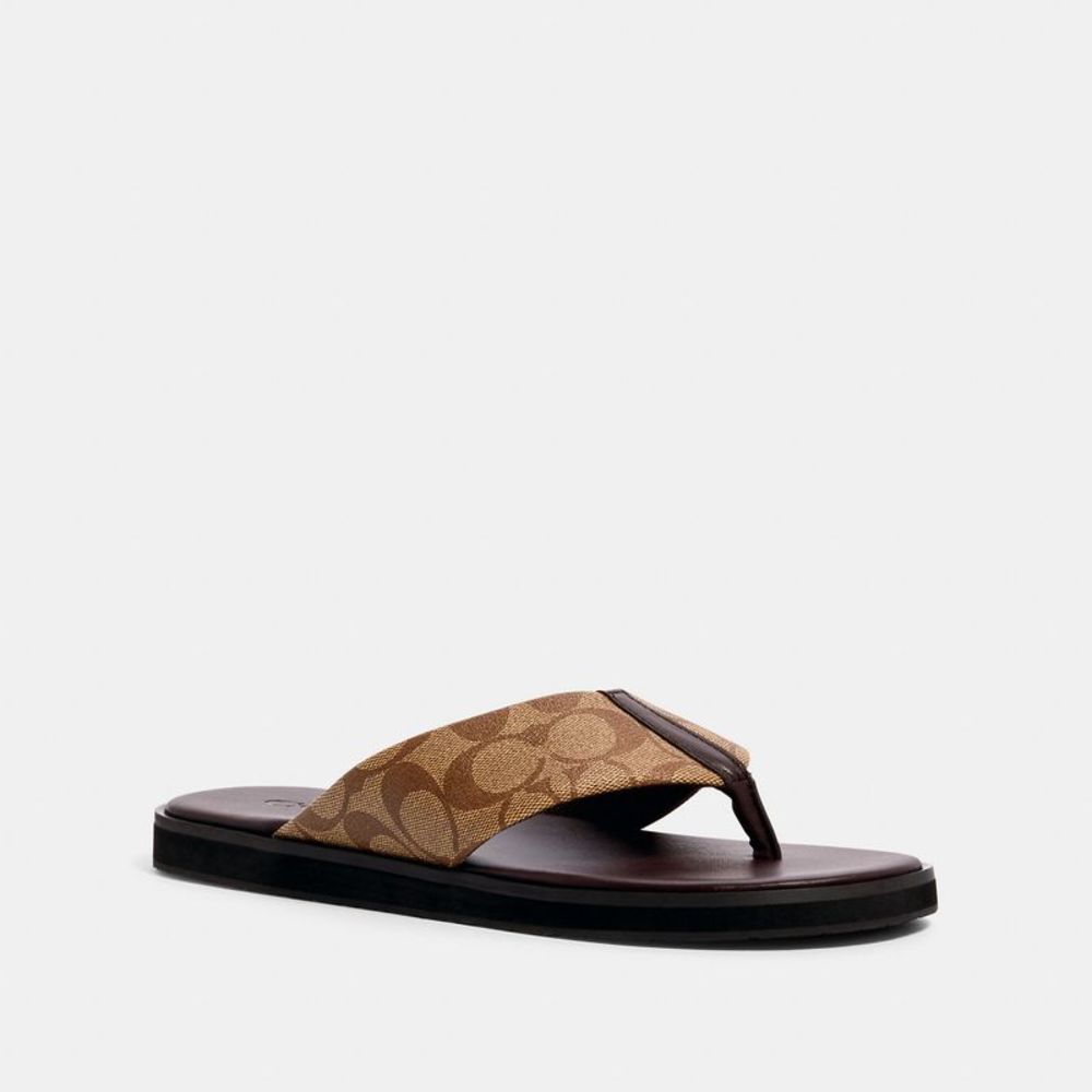 NWT Coach Outlet Flip Flop In Signature Canvas - Picture 1 of 3